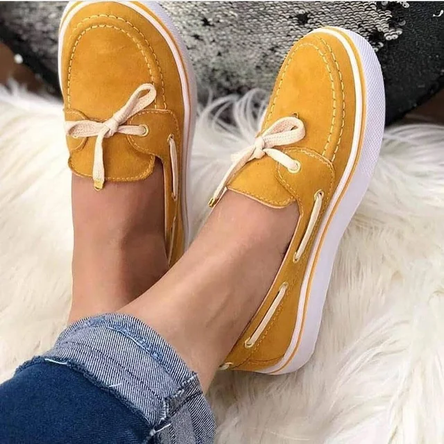 US $5.95 2019 Casual Flat Plus Size Women Sneakers Ladies Suede Bow Tie Slip On Shallow Comfort Vulcanized S