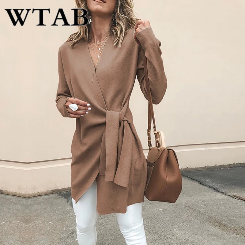 WTAB causual coat women 2018 new thicken autumn winter jacket v-neck slim Outerwear female Coats belt veste femme befree clothes