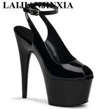 LAIJIANJINXIA/женские туфли на каблуке 17 см; блестящие туфли на высоком каблуке с кристаллами; Соблазнительные туфли на высоком каблуке 17 см; обувь для ночного клуба; обувь для танцев