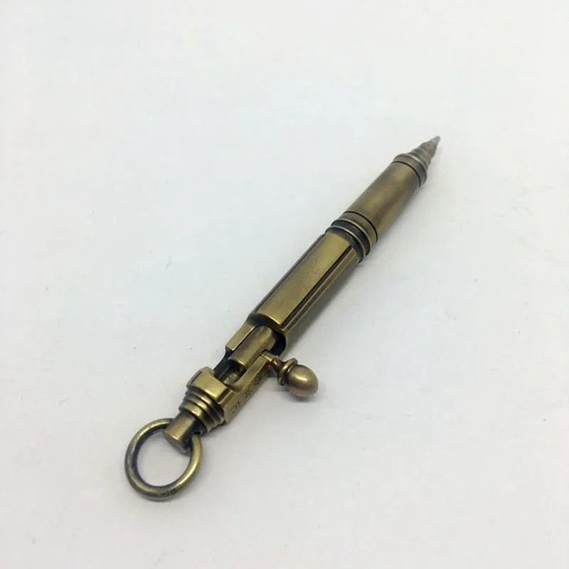 Ручной работы мини-пулемет Ручка Старая техника металлический кулон Шариковая ручка Самообороны EDC инструмент открытый