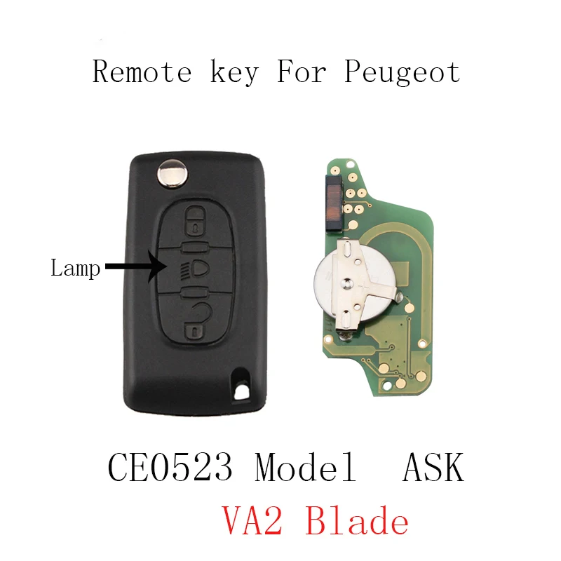 

3Button Car Remote Key For PEUGEOT Partner 807 307 207 407 308 CC Expert SW Flip Car Key CE0523 Model ASK Signal