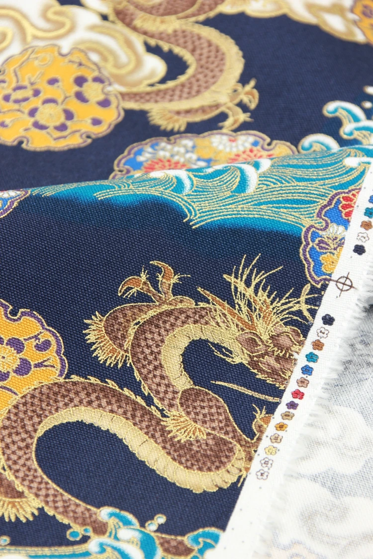 Половина ярда утолщаются хлопчатобумажная ткань позолоченный Китайский дракон печати ручной работы DIY мешок Ткань хлопок T440