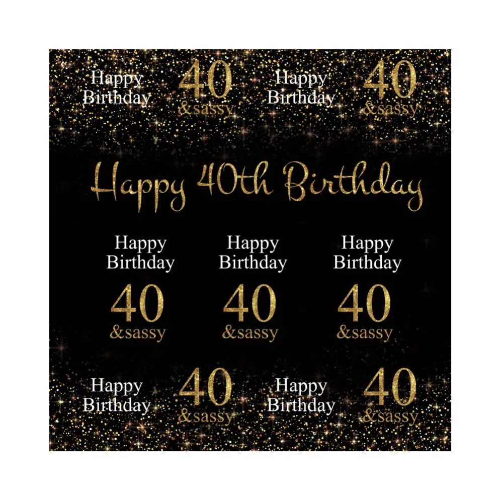 Laeacco Happy 40th Birthday Party Celebration Gold Polka Dot Poster Photography Background Photo Backdrop Photocall Photo Studio