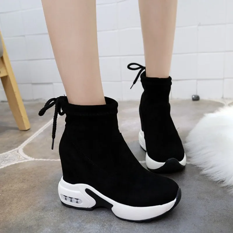 COOTELILI Fashion Increasing Shoes Women High Heels Ankle Boots For Women Autumn Winter Rubber Boots Women Pumps Ladies 35-39 (2)