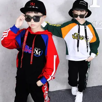 

Teen Boys Girls Clothing Set Spring Kids Hip hop Cotton Dance Costumes Hoodies Haren pants Tracksuit For 6 8 10 12 14 16 Years