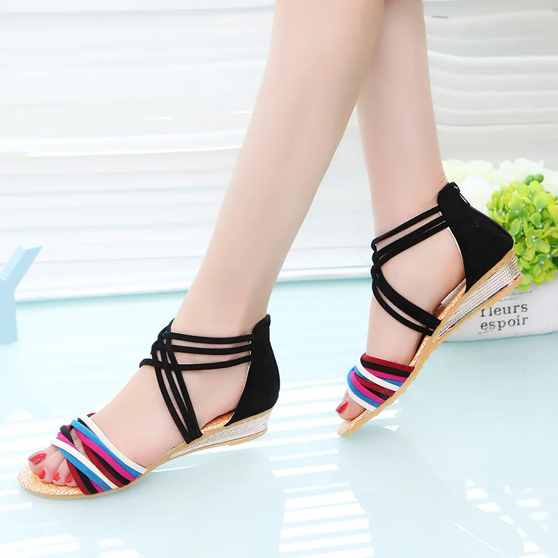 

Women 2019 Summer Sandals Women Sandals Ladies Casual Shoes Elegant Zipper Slip-on Leisure Beach Sandals Woman Outdoor Footwear