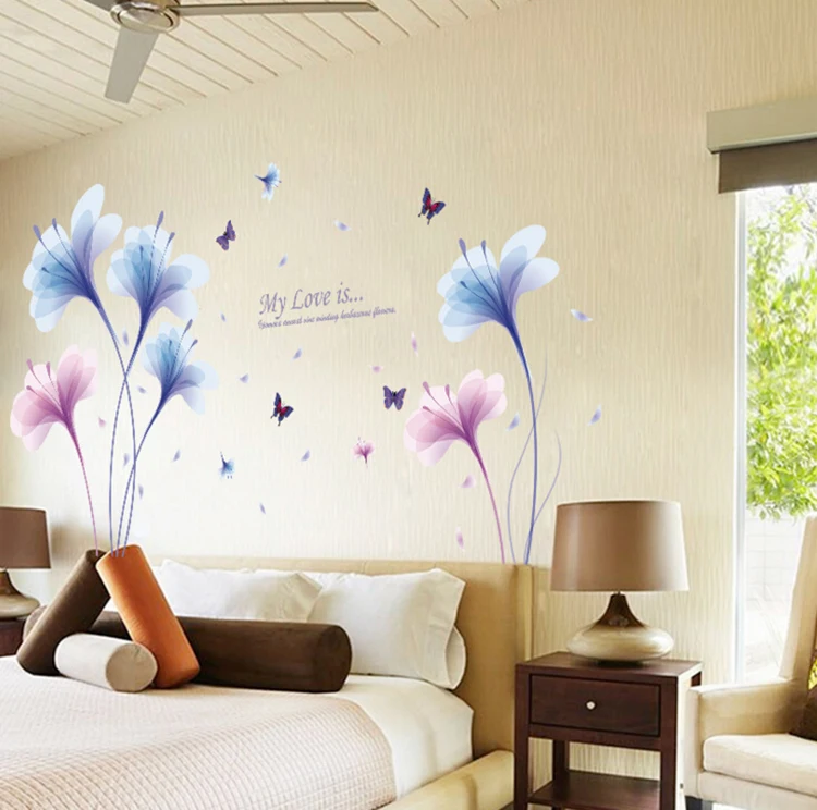 Мечта орхидеи большой наклейки на стену завод цветок бабочка домашний Декор Гостиная Спальня наклейки Арт постер обои съемный