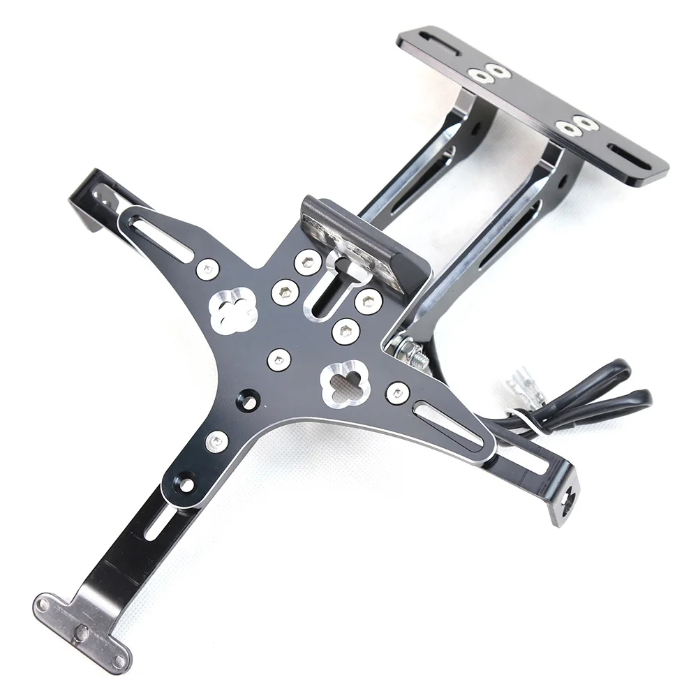 Motorcycle CNC Universal adjustable Frame License Plate Holder LED