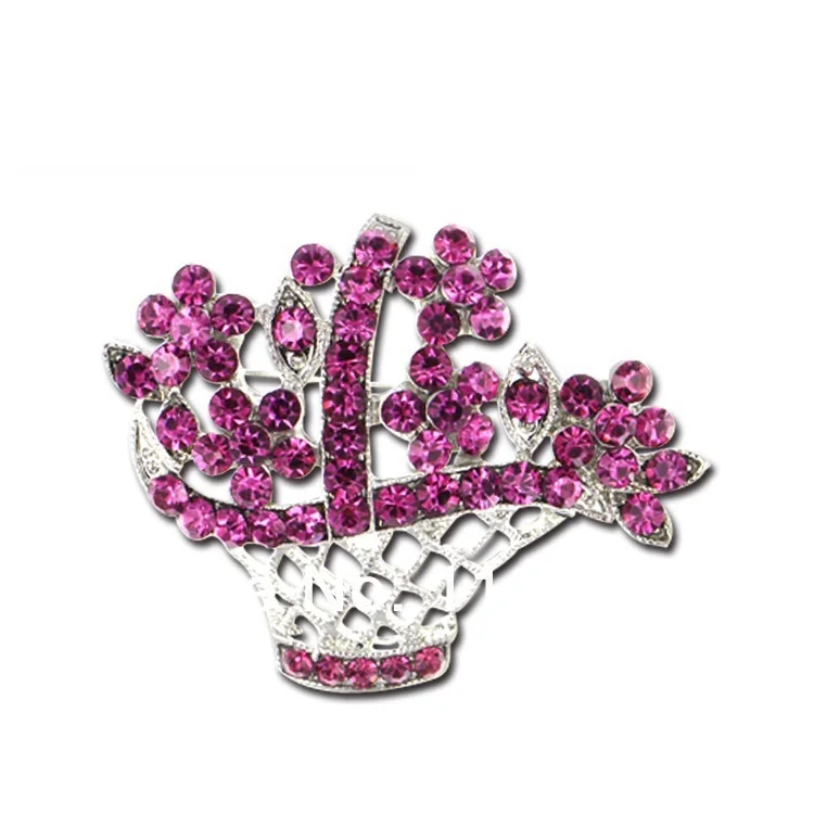 

Min Order $10!! Free Shipping Flower Basket Crystal Brooches Pin Fashion Costume Jewelry Nice Gift X9010