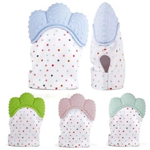 Детская безопасность силиконовые детские одежда для малышей mitt прорезывания зубов варежки в горошек прорезывания зубов перчатки фантик звук Прорезыватель