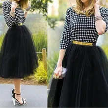 Женская Тюлевая юбка до середины голени, юбки черного цвета с завышенной талией, юбки для женщин, американская одежда, плиссированная длинная одежда