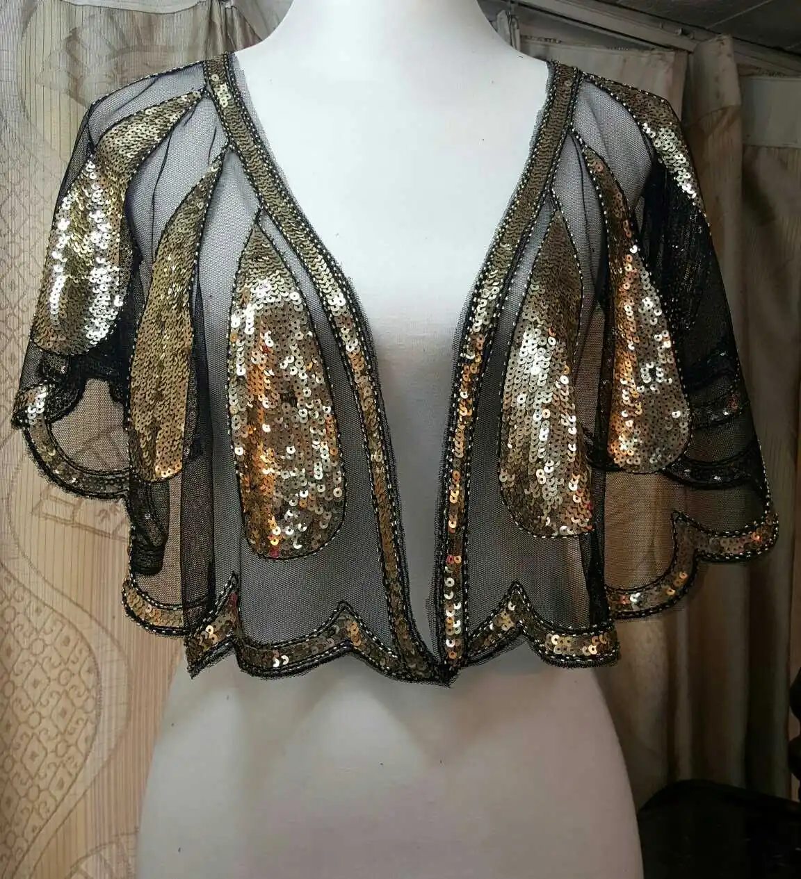 Женский винтажный кардиган Gatsby Короткий кружевной с полупрозрачной вышивкой
