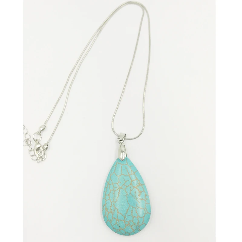 Ожерелье из натурального камня, ожерелье из амазонита, ожерелье с подвеской-каплей для женщин