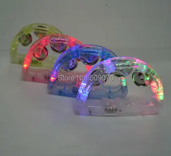

Free shipping 6pcs/lot 22*13cm led rattles LED Handbell FLashing Light Up Tambourine Neon Toy Cheering Party Dancing