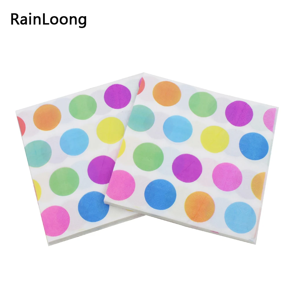 [Rainloong] Tovagliolo Di Carta A Pois Colorati Per Feste E Forniture Per Tessuti Per Feste Carta Per Decorazioni Per Feste 33X33Cm 1 Confezione
