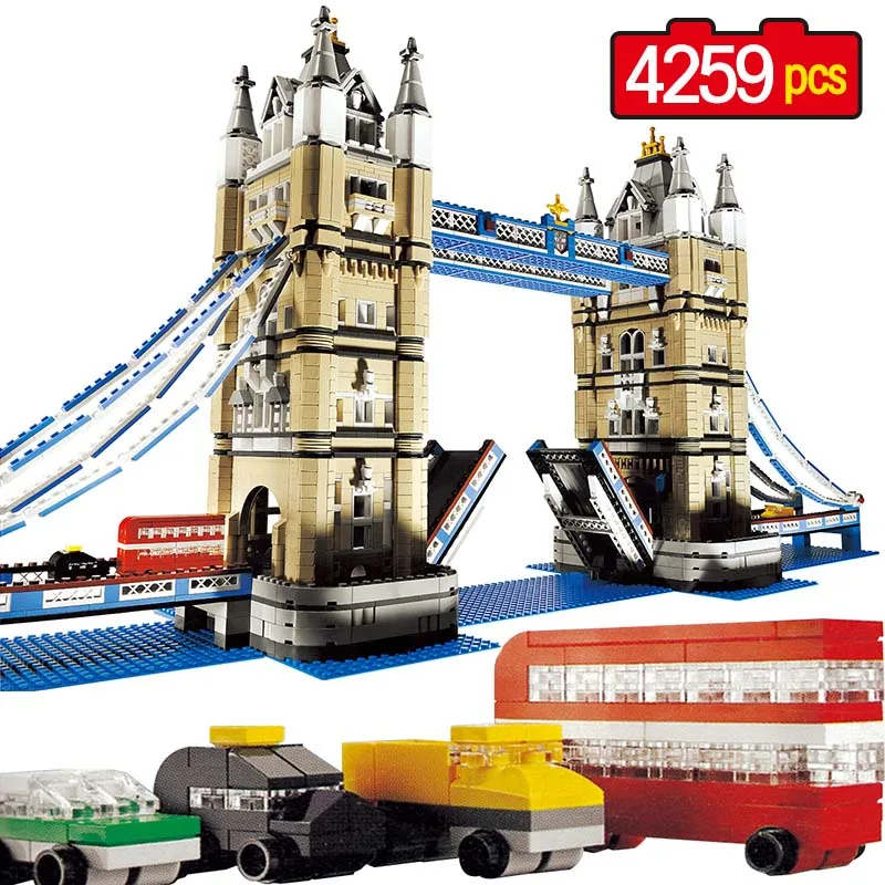 

4259pcs Large Building Block City Creator Compatible legoINGLYWorld Architecture London Tower Bridge Technic Toys For Children