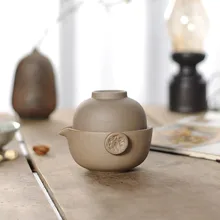 Портативный чайный набор для путешествия, китайский керамический гайвань для кунг-фу, домашний чайный чайник, 1 чайник с 1 чашкой, офисный чайный набор