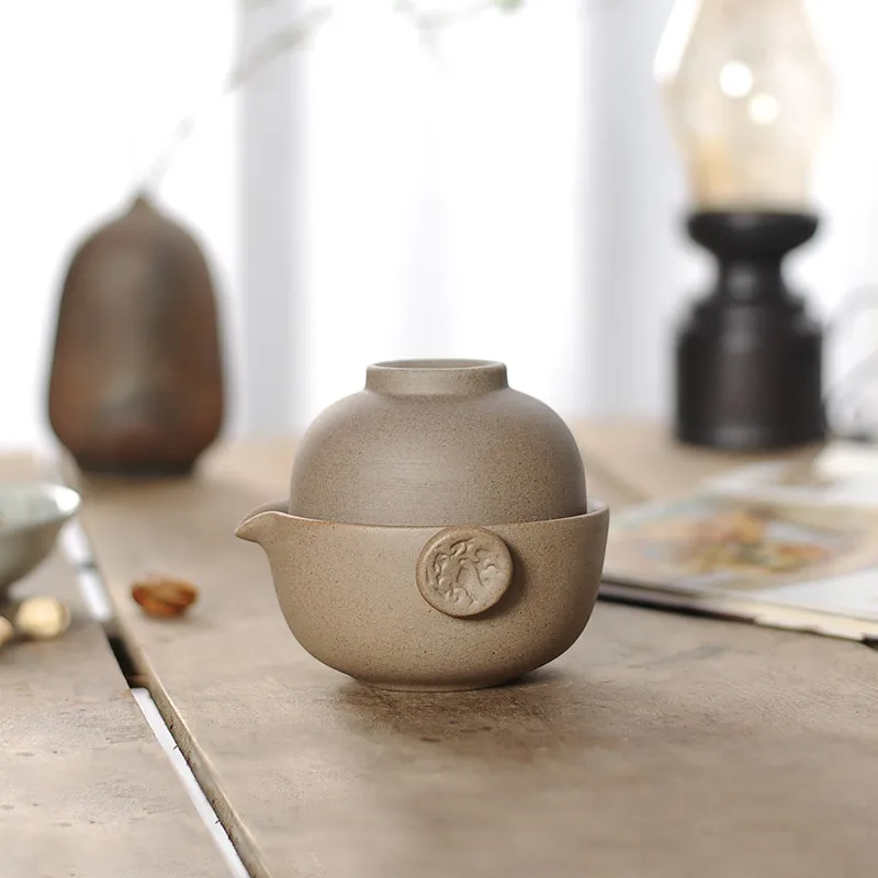 

Portable Travel Tea Sets Chinese Ceramic Gaiwan For Kung Fu Tea Home Drinkware Tea Kettle 1 Pot With 1 Cup Office Teaware Set