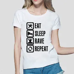 2019 Eat Sleep Game Футболка с принтом женская повседневная хлопковая забавная футболка для Леди Мода harajuku Брендовая женская футболка kawaii punk top