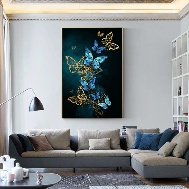 Ali d'oro astratte farfalla pittura quadro grande stampa Poster immagini  per pareti per soggiorno Cuadros Salon bts Poster - AliExpress