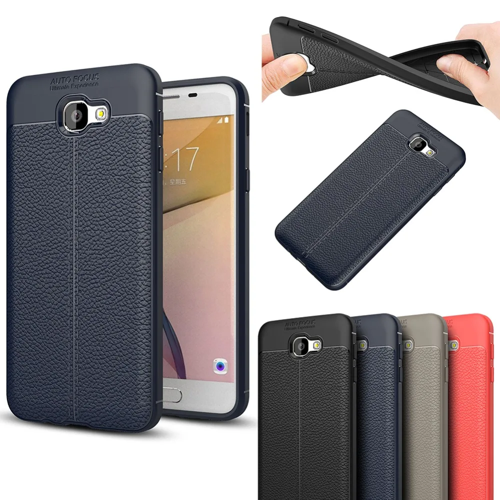 Luxury Soft TPU Case for Samsung Galaxy J7 Prime Case, Lychee Leather