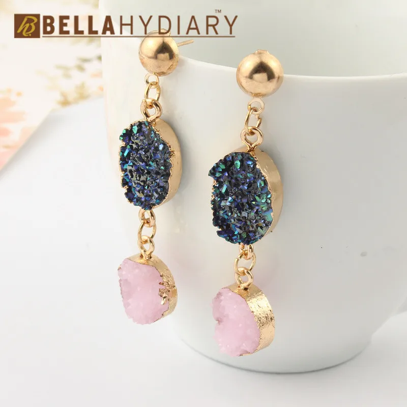 Druzy earrings resin earrings jewelry Ohrringe bijoux earings earring earing pendientes brinco big earrings vintage jewelry wedding earrings geometric earrings long earrings gifts for women korean earrin (3)