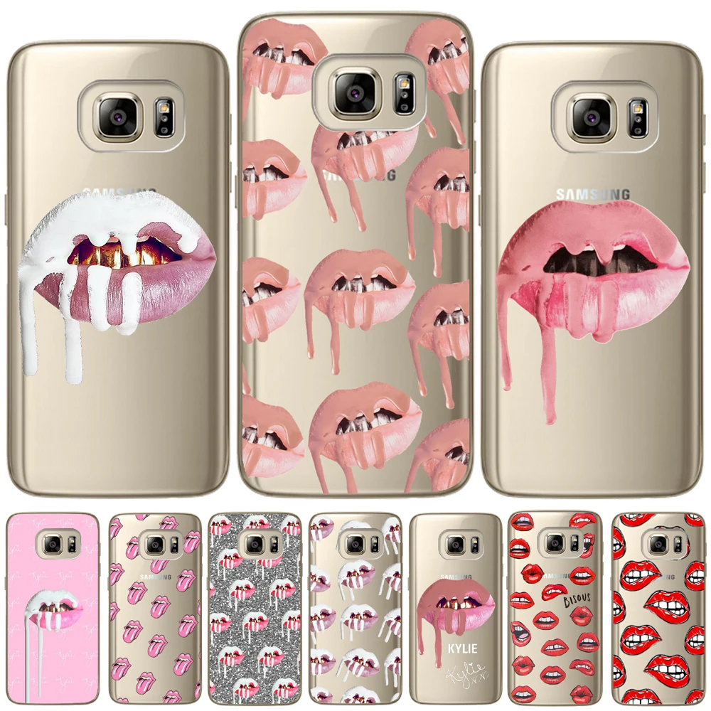 

Sexy Girl Kylie kiss Lips Soft TPU Cover For Samsung Galaxy S5 Mini S6 S7 Edge S8 S9 S10 Plus E S10E Note 3 4 5 8 9 Silicon Case