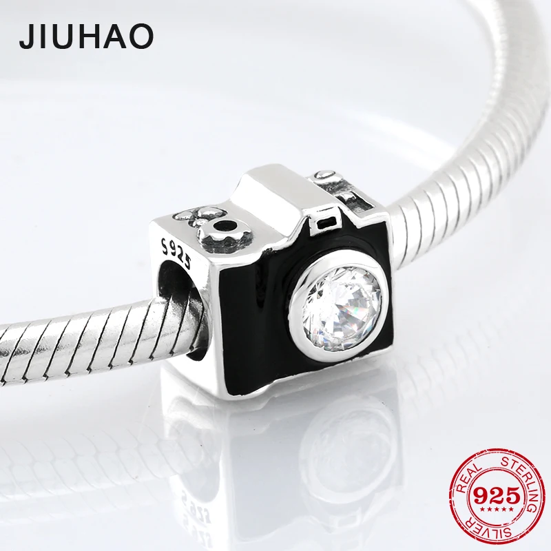 

2018 fashion 925 Sterling Silver camera shape sparkling CZ beads Fit Original Pandora Charm Bracelet Jewelry making