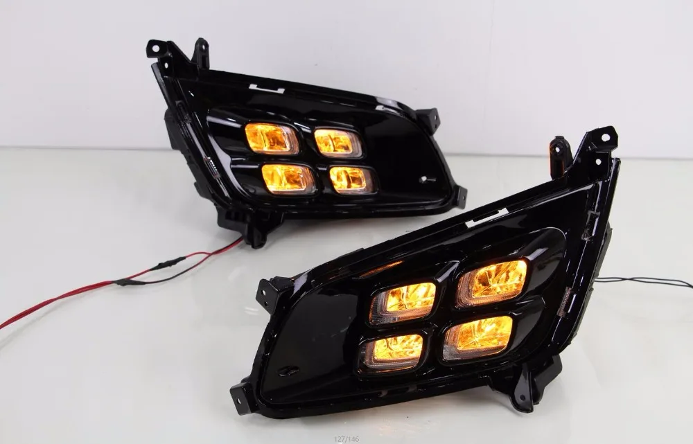 EOsuns led drl Дневной ходовой светильник для KIA K5 2013- с желтым поворотником и беспроводным управлением+ 4 шт. led