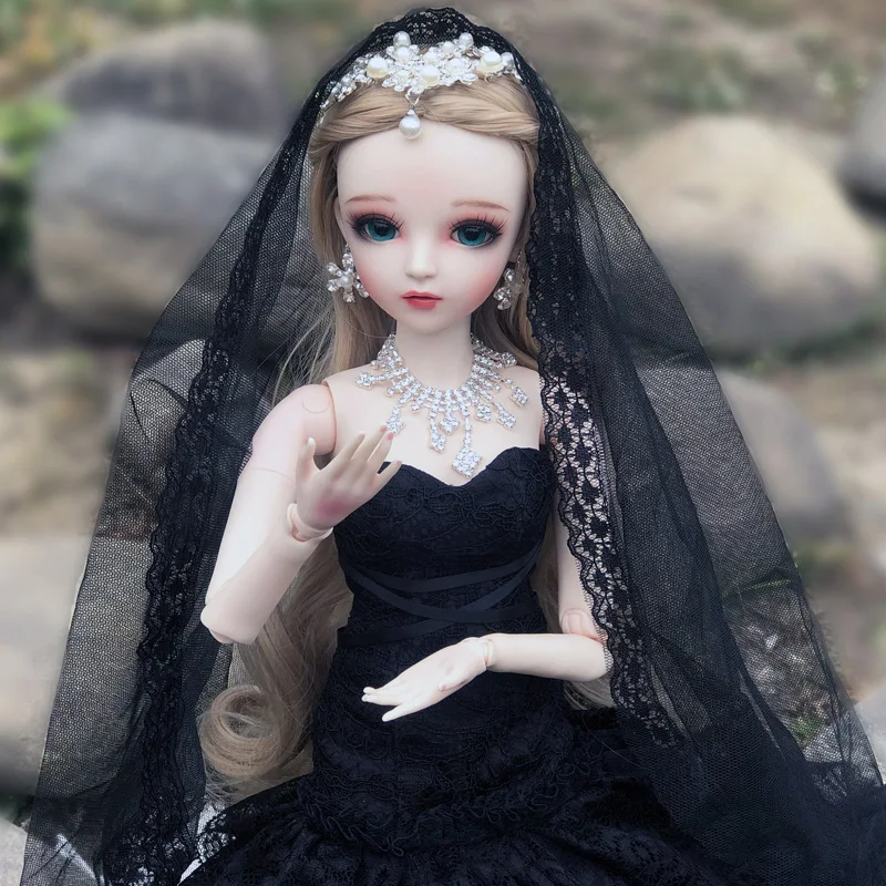 BJD 60 см элегантная кукла черное свадебное платье BJD кукла с макияж ручной работы красота игрушки подарок