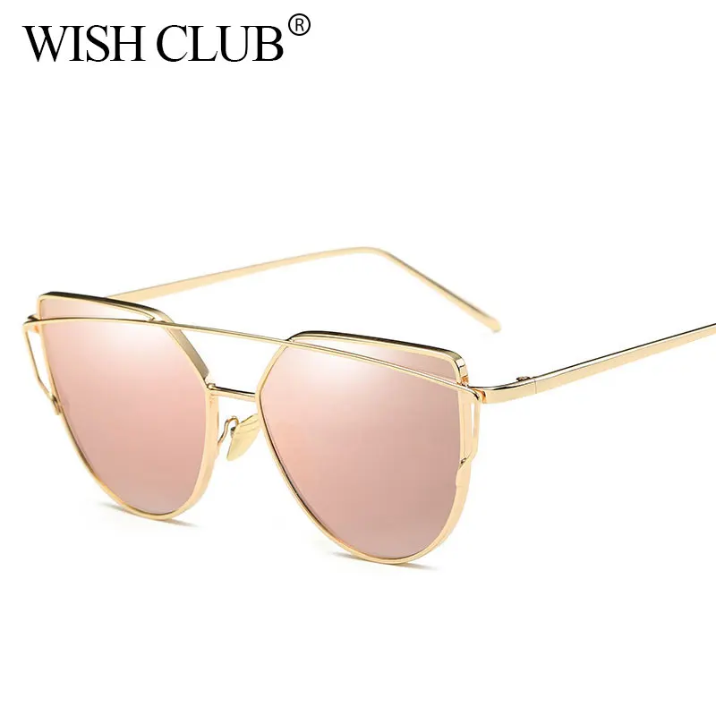 

WISH CLUB Cat Eye Sun Glasses Ladies Fashion Sunglasses Women Retro Vintage Mirror Lens Sexy Eyewear Oculos Cheap Dropshipping