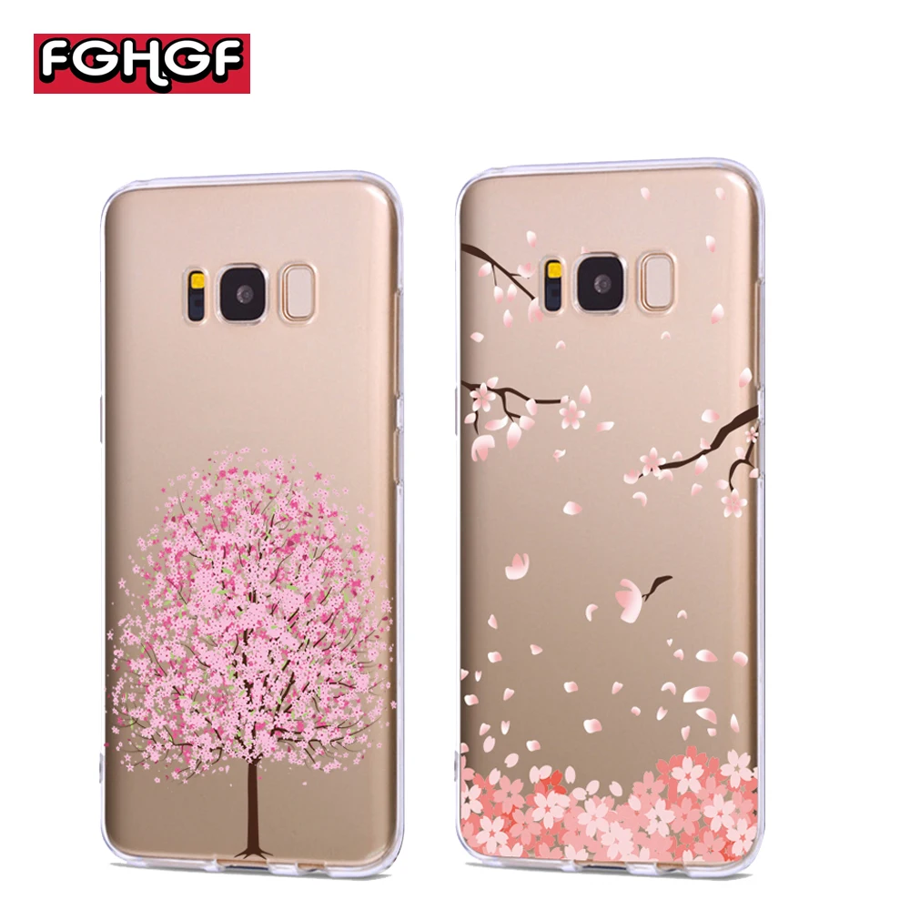

Romantic Japan Sweet Cherry Blossom Cat Soft Silicon Phone Cases Cover for Samsung galaxy s6 s7 edge s8 s9 plus a5 a7 Coque