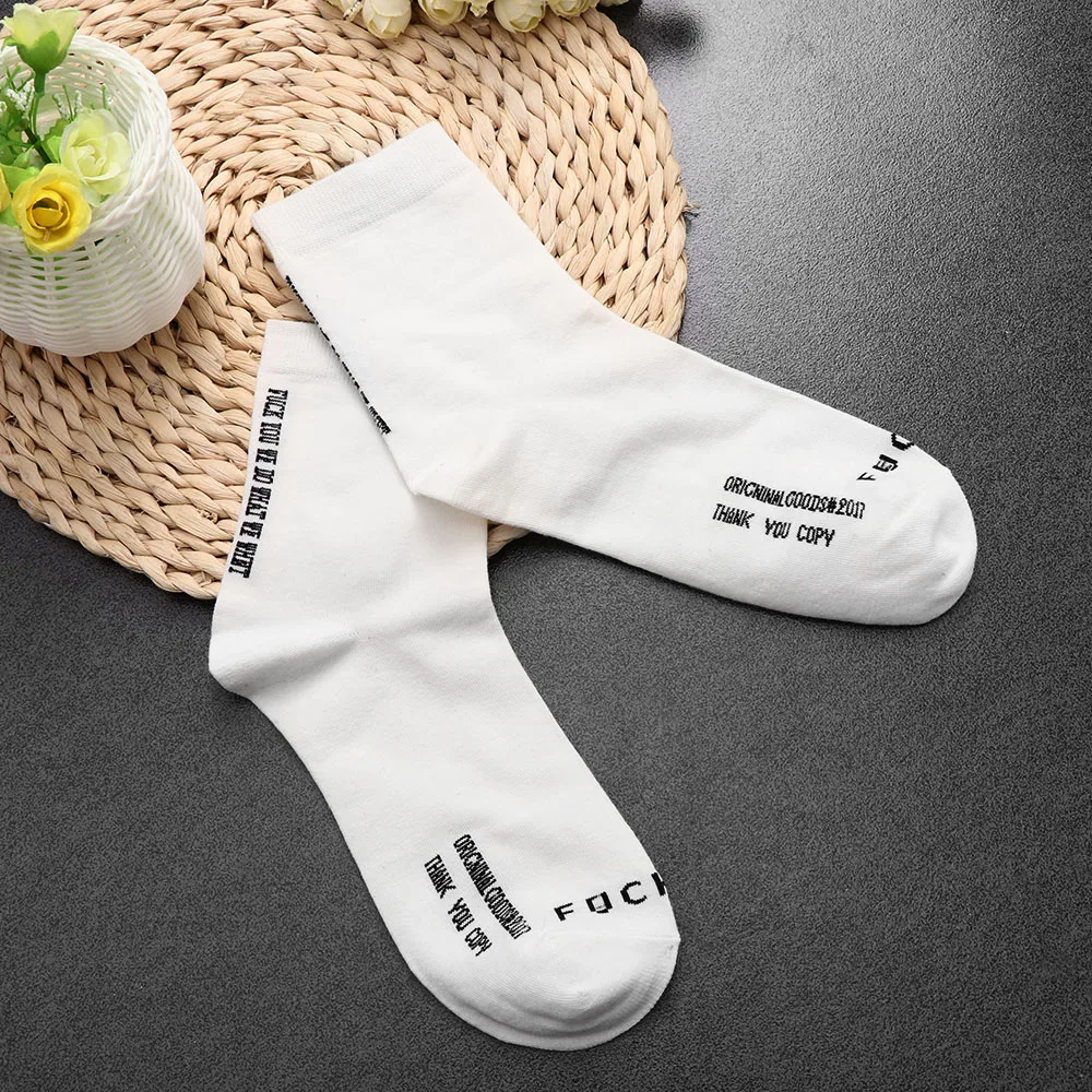 

1Pair Harajuku Style Mens Fashion Letter Print Socks Hip Hop Skateboard Street Boy Cotton Knee-high Stockings