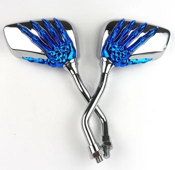 

200Pcs/Lot 2Pcs/Pair Motorcycle Motorbike Skull Hand Rear View Glass Mirrors