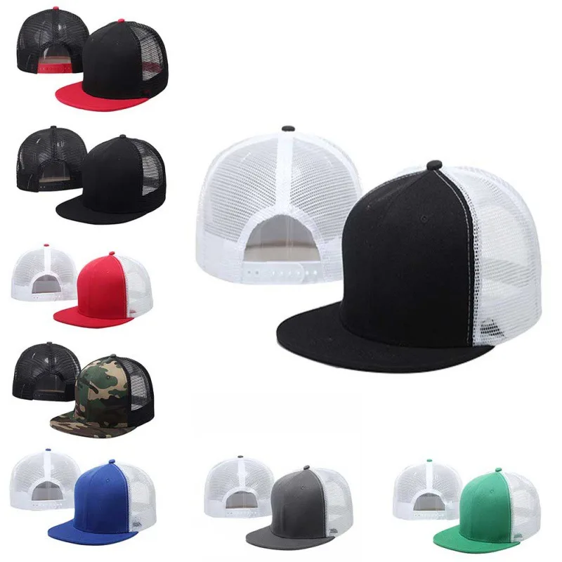 Мужские и женские бейсбольные теннисные кепки с дышащей сеткой Snapback Регулируемые плоские солнцезащитные шапки хип-хоп Лоскутные спортивные кепки