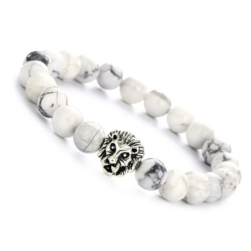8mm Natural Stone Bracelet Homme Alloy Animal Beads Bracelet & Bangle Personality Jewelry BFF_04