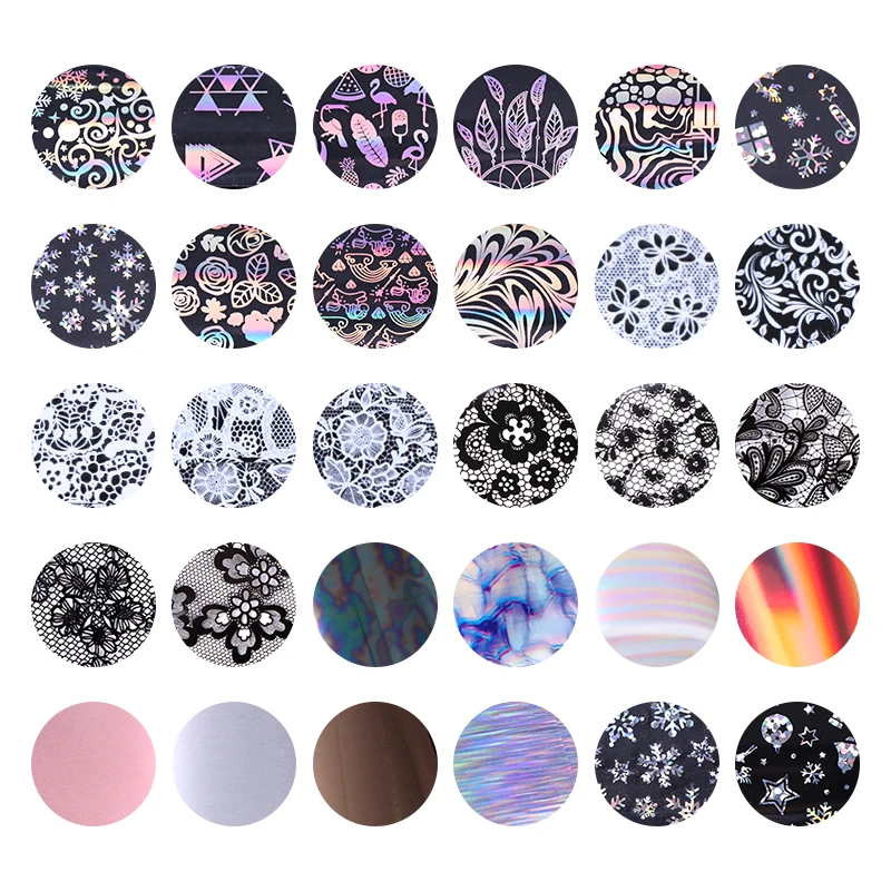 10 Rolls/Box Holographic Nail Foils Nails Wraps Multi-pattern Colorful Transfer Sticker Decals Tips Nail Art Decorations