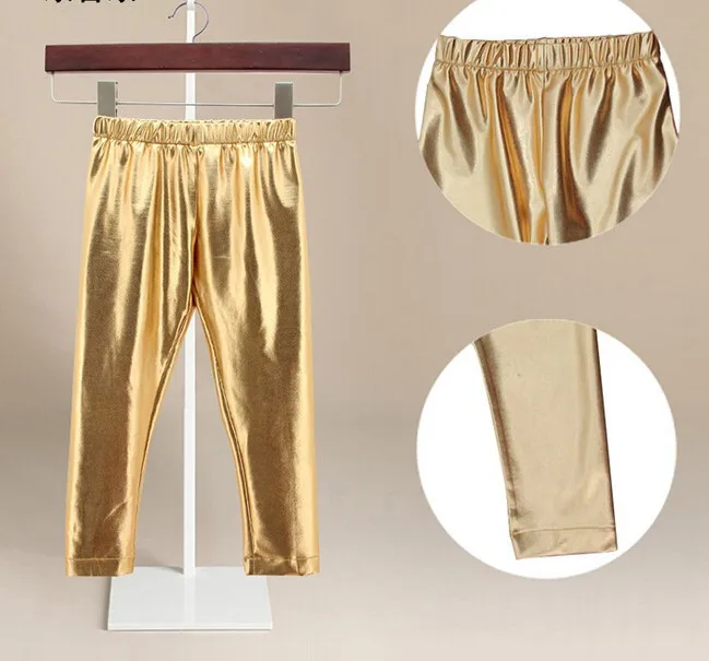Штаны для маленьких девочек Детские золотые и серебряные брюки из искусственной кожи Леггинсы для девочек sylvia 41599872934