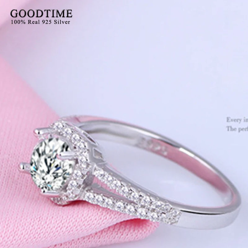 Женское кольцо из серебра 925 пробы с фианитом 2 карата|sterling silver engagement rings|engagement