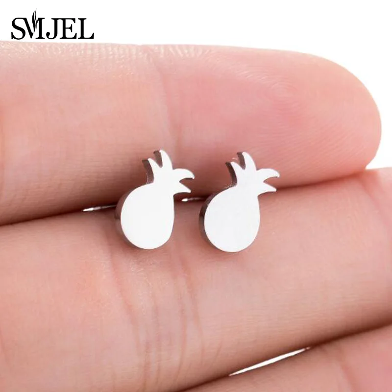 SMJEL Tropic Pineapple Earrings Men Jewelry Simple Trendy Fruit Stud Earring Pendant Studs Ear Accessories | Украшения и