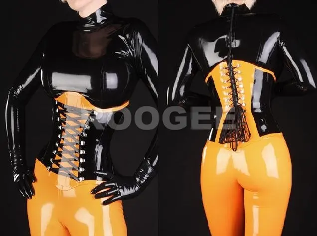 

Sexy Adult's Rubber Catsuits with corset gloevs including Top&legging&gloves& corset) provide custom
