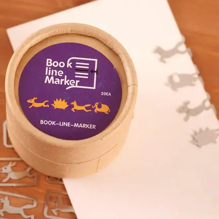 Креативный Мини мультфильм закладки в коробке набор металлический закладка для детские книги карты бумага клип книга линия искусный металлический подарок - Цвет: Purple Animal
