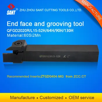 

Zhuzhou Sant cnc cutting tools Surface Grooving tool holder QFGD2020R15-52H with inserts ZTGD0404-MG with good quality