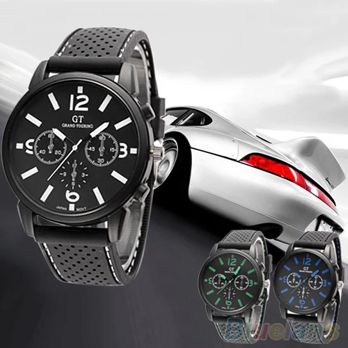 

Men's Fashion Quartz Analog Silicone Band Stainless Steel Sports Wrist Watch 21S2