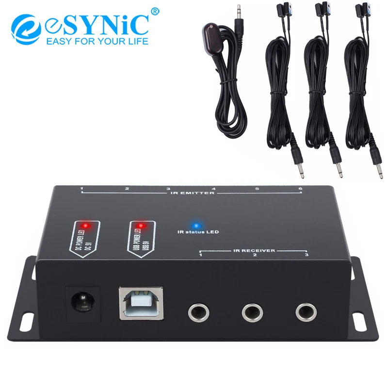 Hidden IR Repeater System Remote Infrared Signal Transponder 6 Emitters Transmitter With 1 Receiver IR Extender