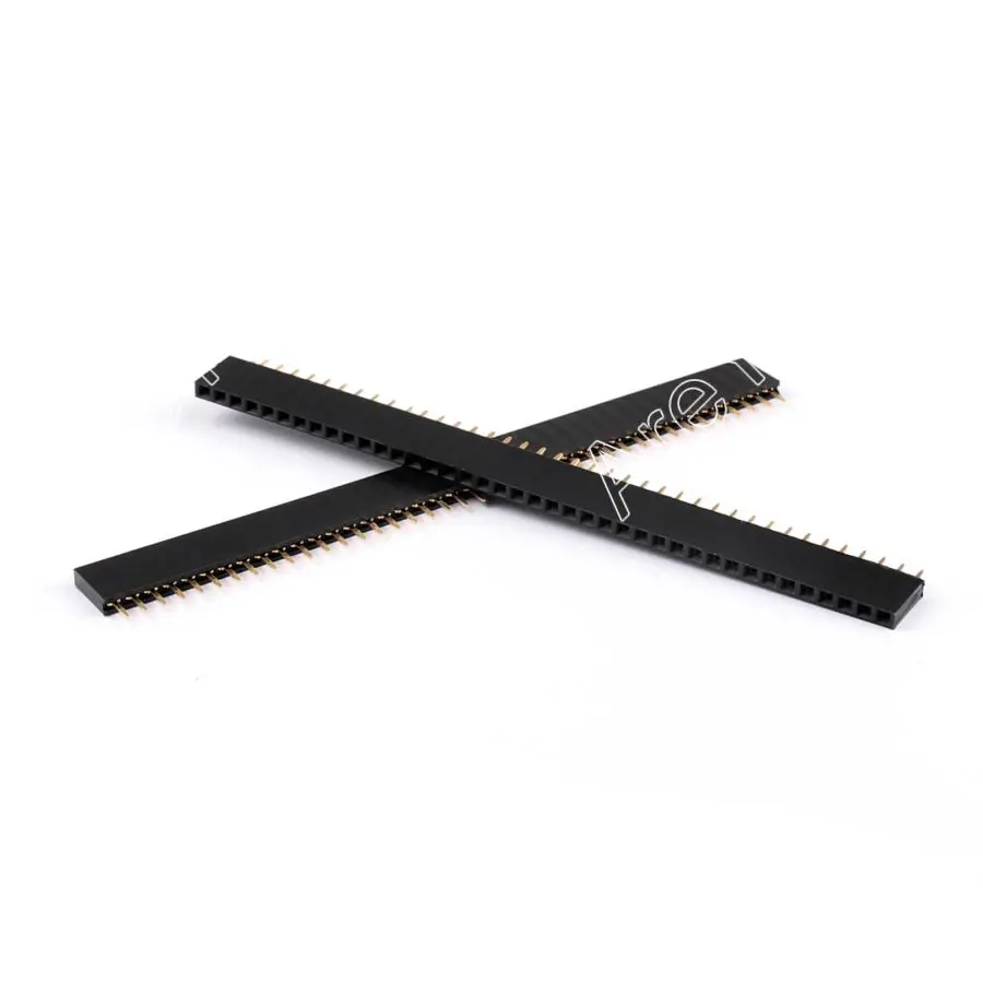 40Pin 2.54mm Female Socket Single Row Pin Header Strip Conector RoHS 100Pcs Gold Plated Straight High Quality Pin Connector 10 pair 40 pin 2 54mm male female sil socket row strip pcb connector