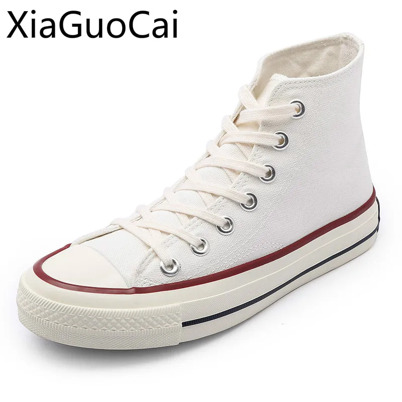 White High Top Women Sneakers Spring and Summer and Autumn Female Casual Shoes Solid Casual Flat Sneakers