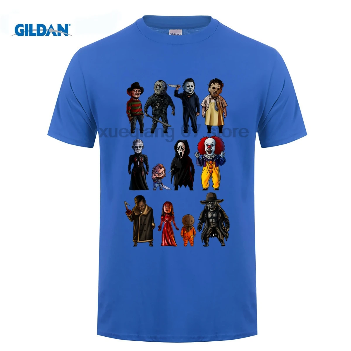 

Icons of Horror Movir T-Shirt Stephen King's It Freddy Michael Myers Tees Chucky Men Cotton Casual T Shirt Short Sleeve Big Size