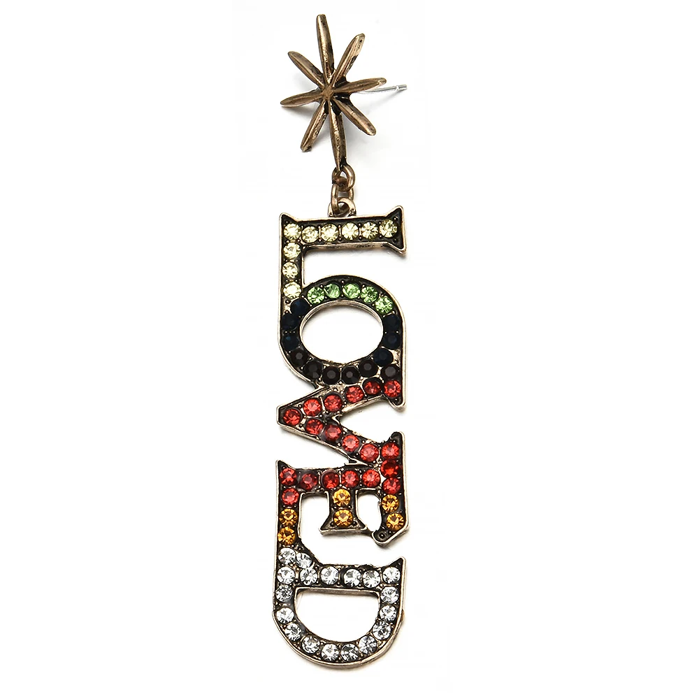 

2018 New Fashion 1 Pcs Kpop BTS V LOVED Letter Earrings Charm Chic Ear Studs Long Earrings Jewelry