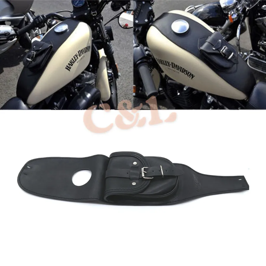 Мотоциклетные черные Искусственная кожа 4,5 галлонов резервуар Кепки чехол сумка для панели для Harley Sportster XL883 1200